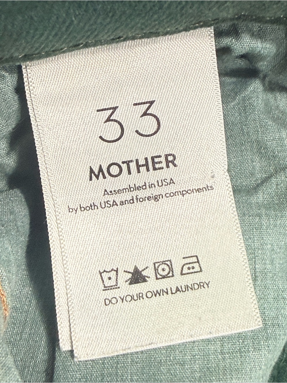 MOTHER The Hustler Ankle Fray Jeans 33 Green Raw Hem - Picture 3 of 5